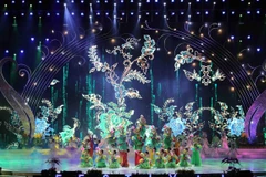 Colourful art show “Vu hoi hoa mua Dong” (Winter Flower Ball) wraps up the 8th Da Lat Flower Festival in Da Lat city on December 24. (Photo: VNA)