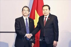 National Assembly Chairman Tran Thanh Man (R) receives President of the Nagasaki – Vietnam Friendship Association Tomioka Tsutomu. (Photo: VNA)