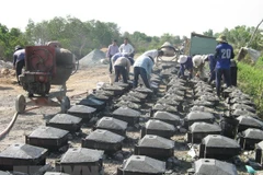 Quang Tri builds dyke to prevent saline intrusion in Hieu river