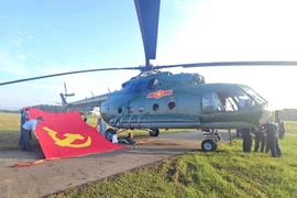 Helicopters rehearse flag display for National Day celebration