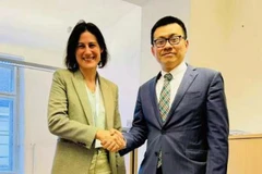 Vietnamese Ambassador to Austria Vu Le Thai Hoang (R) meets with Claudia Reinprecht, Tech Ambassador at the Federal Ministry for European and International Affairs of Austria. (Photo: VNA)