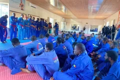 Martial artists from Africa prepare for the International Martial Arts Tournament celebrating the 40th anniversary of Vovinam – Viet Vo Dao in Senegal. (Photo: baovanhoa.vn)