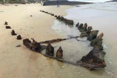 A recently uncovered shipwreck off Thinh My coast in Hoi An city (Photo: baotuoitre)