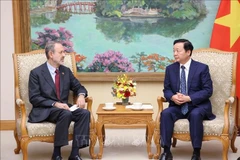 Deputy Prime Minister Tran Hong Ha (right) hosts Italian Ambassador to Vietnam Marco Della Seta on October 15. (Photo: VNA)