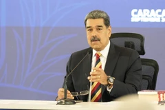 Venezuelan President Nicolás Maduro speaks at the press conference. (Photo" VNA)
