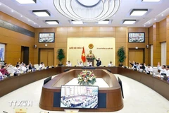 Full-time legislators vote at a session of the National Assembly Standing Committee. (Photo: VNA)