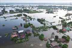 A neighbourhood in Vientiane capital has been flooded. (Illustrative photo: VNA)
