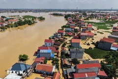 Flooding following Typhoon Matmo has caused damage worth over 8.72 trillion VND, with more than 12,230 houses still inundated. (Photo: VNA) 