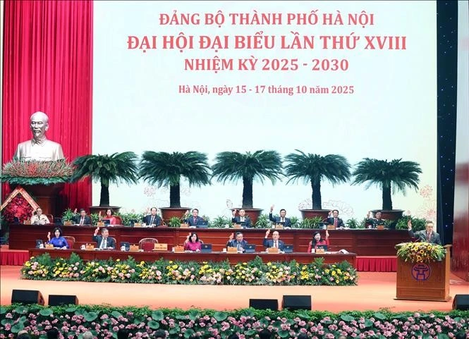 At the 18th Congress of the Ha Noi Party Organisation for the 2025–2030 tenure on October 16 (Photo: VNA)