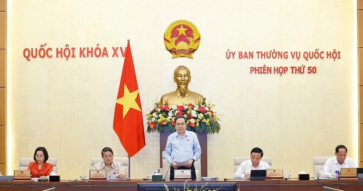 NA Chairman Tran Thanh Man speaks at the opening of the NA Standing Committee's 50th session (Photo: VNA)