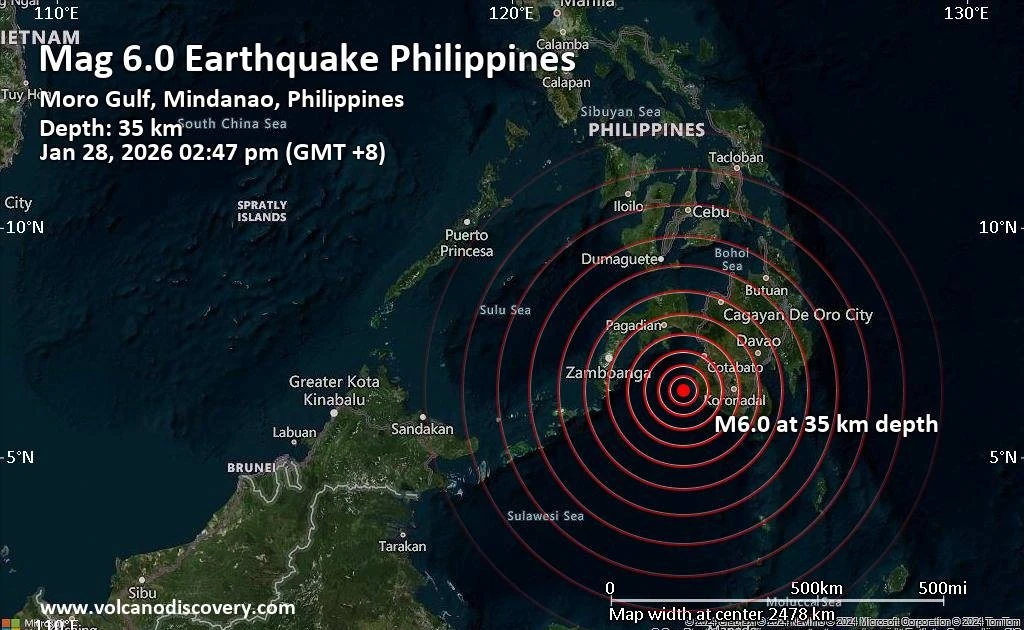 6.0-magnitude earthquake shakes Philippines