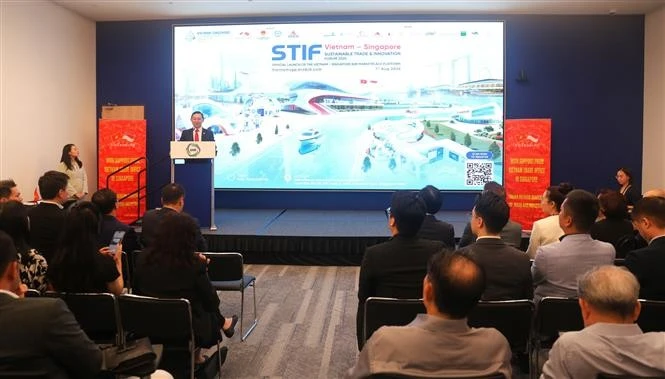 A view of the Viet Nam – Singapore Sustainable Trade and Innovation Forum (STIF Viet Nam - Singapore) at the Singapore Manufacturing Federation (SMF) headquarters on August 1, 2025. (Photo: VNA) 