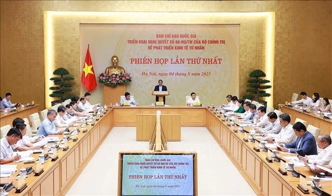At the inaugural meeting of the national steering committee on private economic development in Ha Noi on August 4. (Photo: VNA)