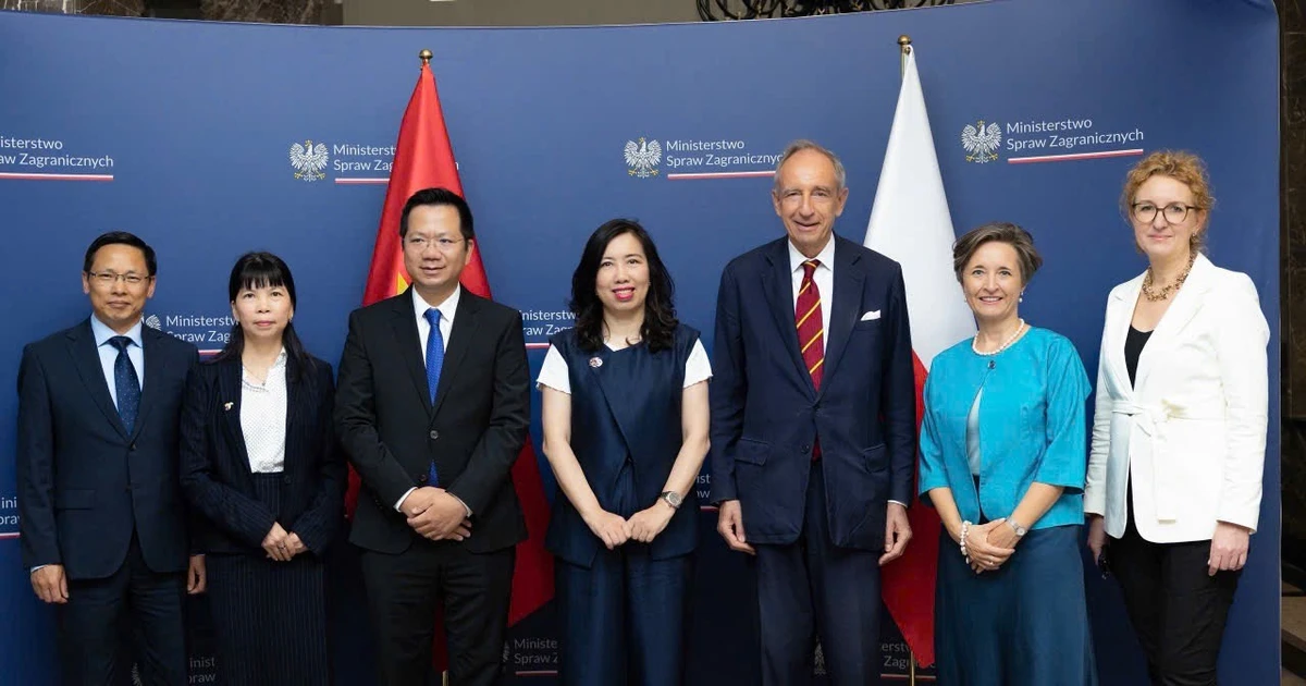 Participants of the Viet Nam-Poland deputy ministerial-level political consultation in Warsaw on July 8. (Photo: VNA)