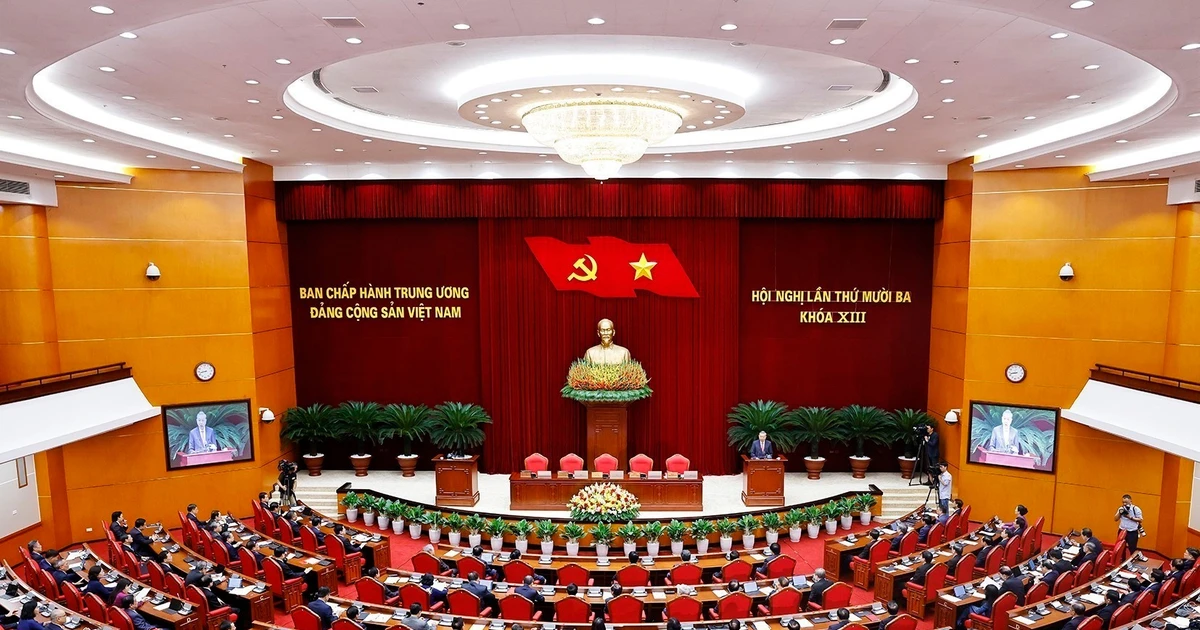 The 13th meeting of the 13th Party Central Committee closes on October 8, 2025. (Photo: VNA)