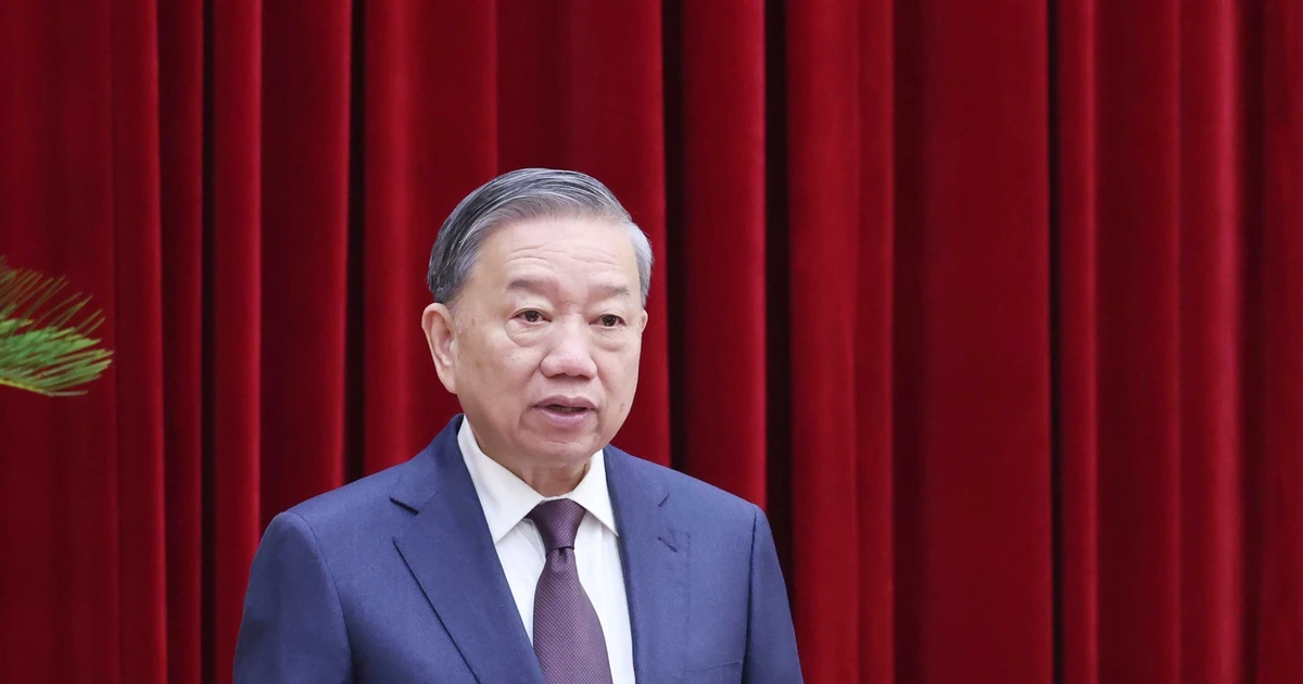 Party General Secretary To Lam speaks at the 12th plenum of the 13th Party Central Committee in Ha Noi on July 18. (Photo: VNA)