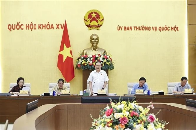 NA Chairman Tran Thanh Man speaks at the meeting. (Photo: VNA)