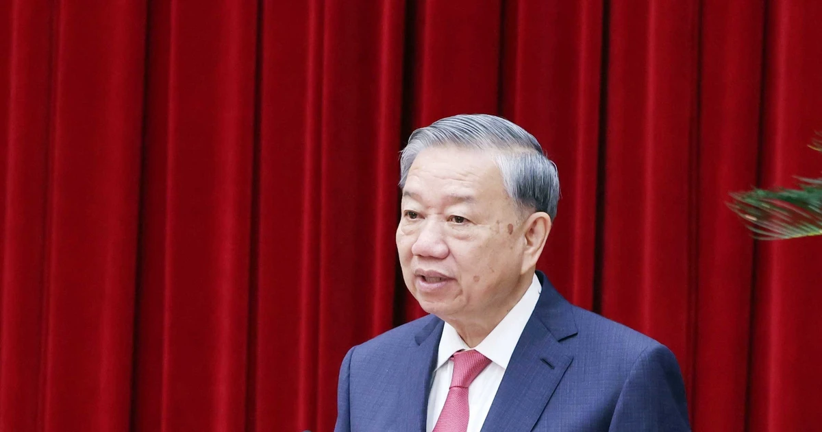 Party General Secretary To Lam speaks at the closing ceremony of the 13th meeting of the 13th Party Central Committee. (Photo: VNA)