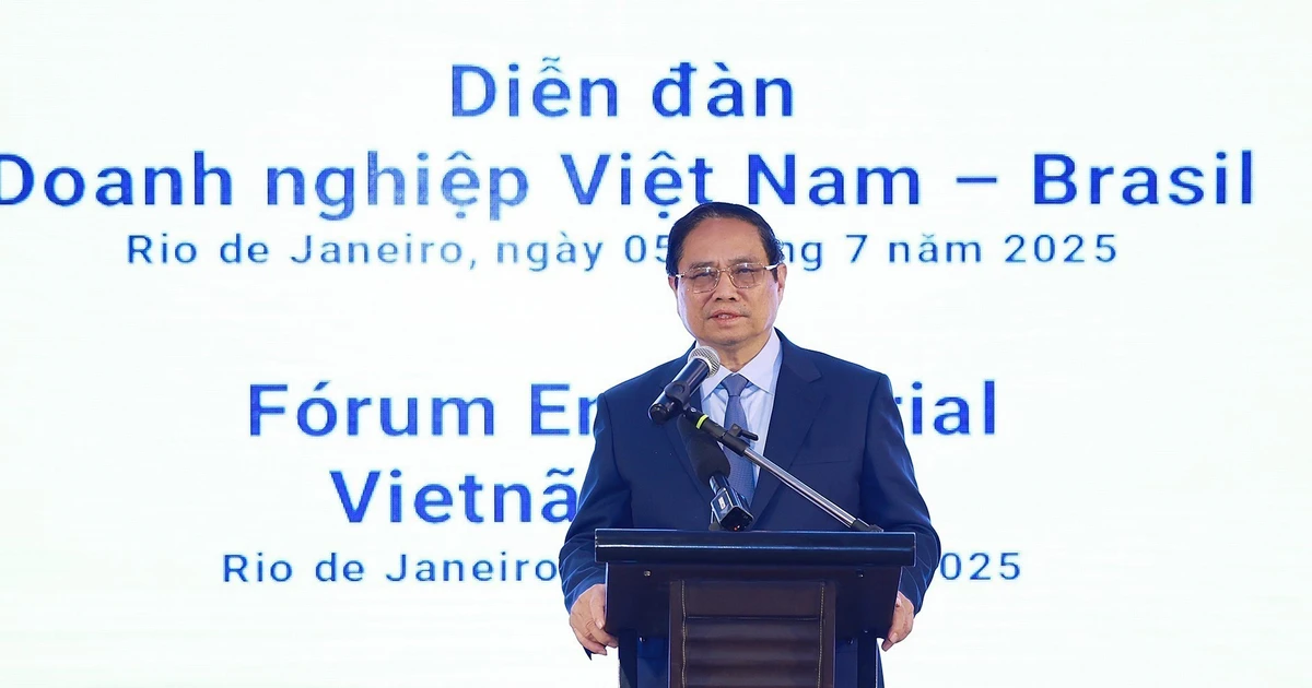PM Pham Minh Chinh speaks at the Viet Nam – Brazil Business Forum. (Photo: VNA)