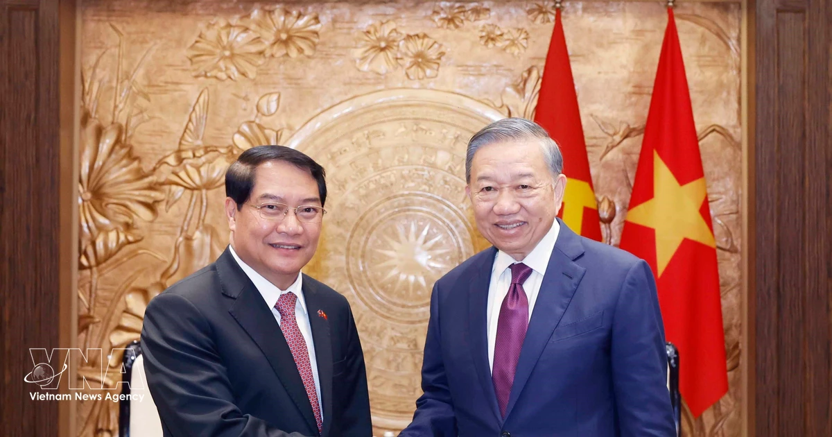 Top leader of Vietnam receives Vientiane official in Hanoi