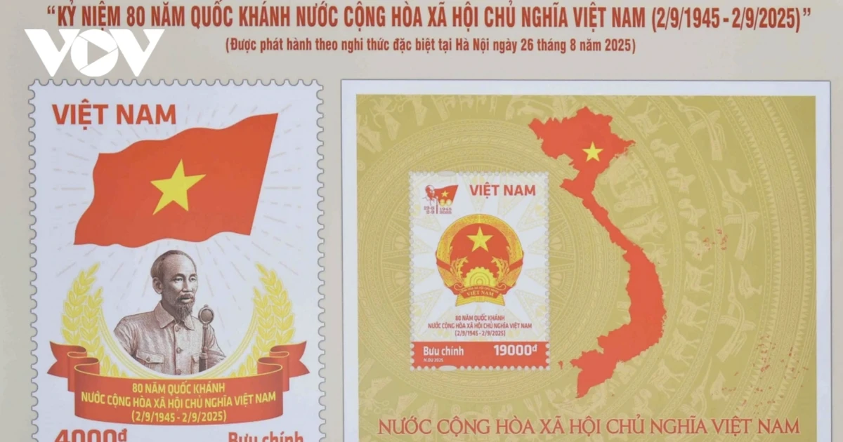The special postage stamp set marking the 80th anniversary of Viet Nam’s National Day (Photo: VOV)