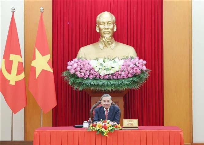 Party General Secretary To Lam in the phone talks with US President Donald Trump on July 2 evening (Ha Noi time) (Photo: VNA)