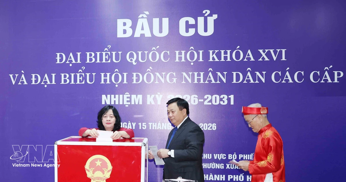 Party, State leaders join Hanoi voters in Election Day