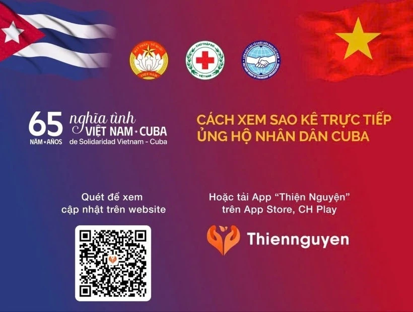 Instructions for tracking donations for the Cuban people, with the list of contributors publicised. (Photo: VNA)