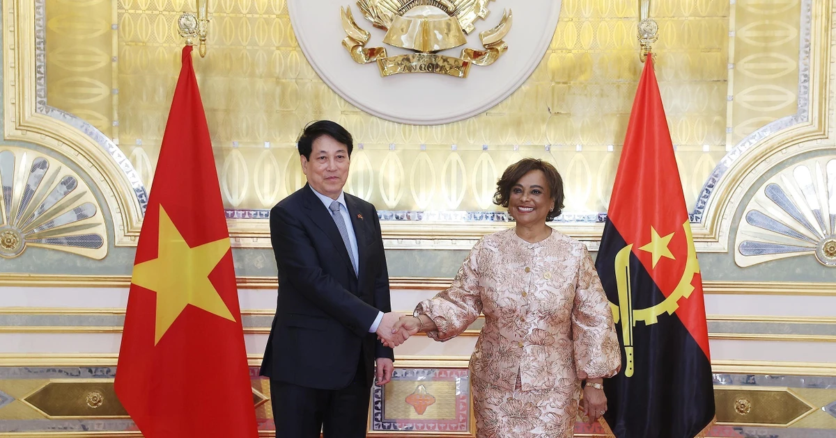 Vietnamese President Luong Cuong meets with Speaker of the National Assembly of Angola Carolina Cerqueira in Luanda on August 7. (Photo: VNA)