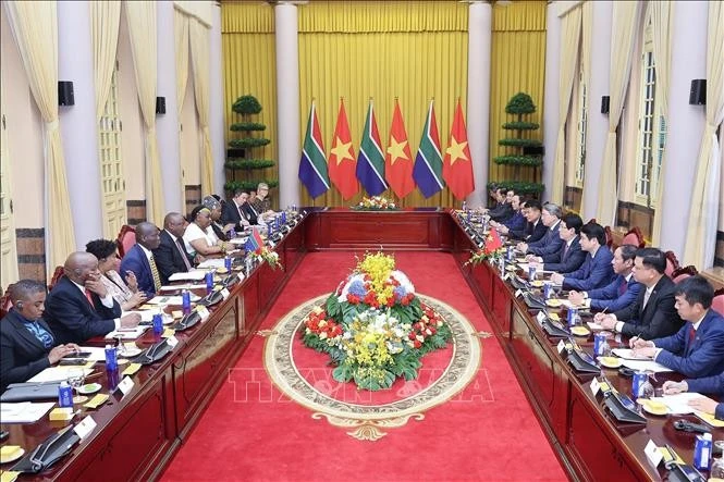 At the talks between the Vietnamese and South African Presidents (Photo: VNA)