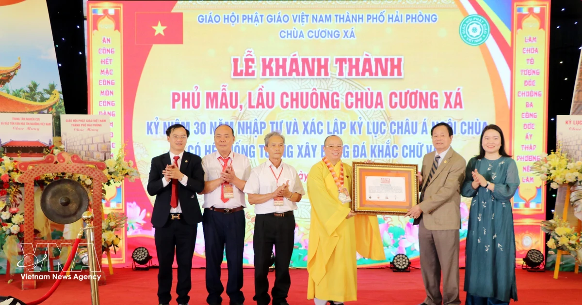 Hai Phong temple recognised for Asia-record stone walls engraved with Buddhist swastika symbol