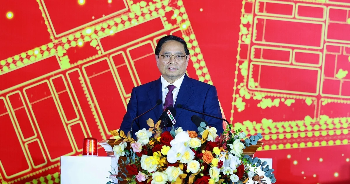 PM Pham Minh Chinh speaks at the ground-breaking ceremony. (Photo: VNA)