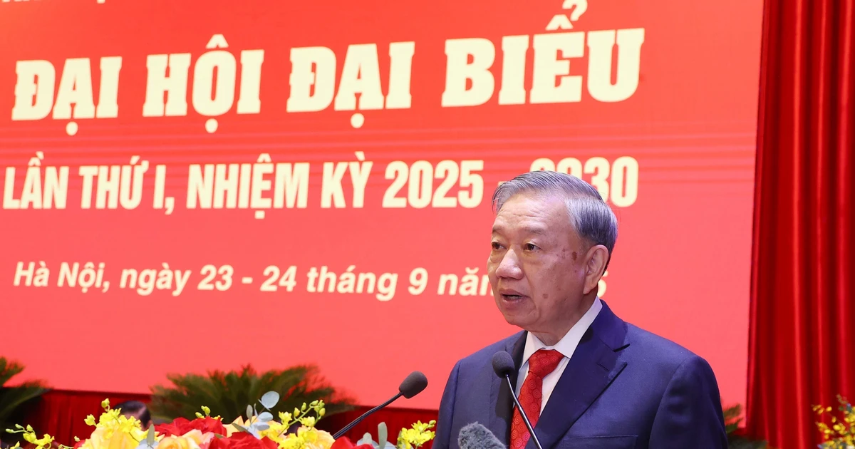 Party General Secretary To Lam speaks at the first congress of the Party Organisation of Central Party Agencies in Ha Noi on September 24. (Photo: VNA)
