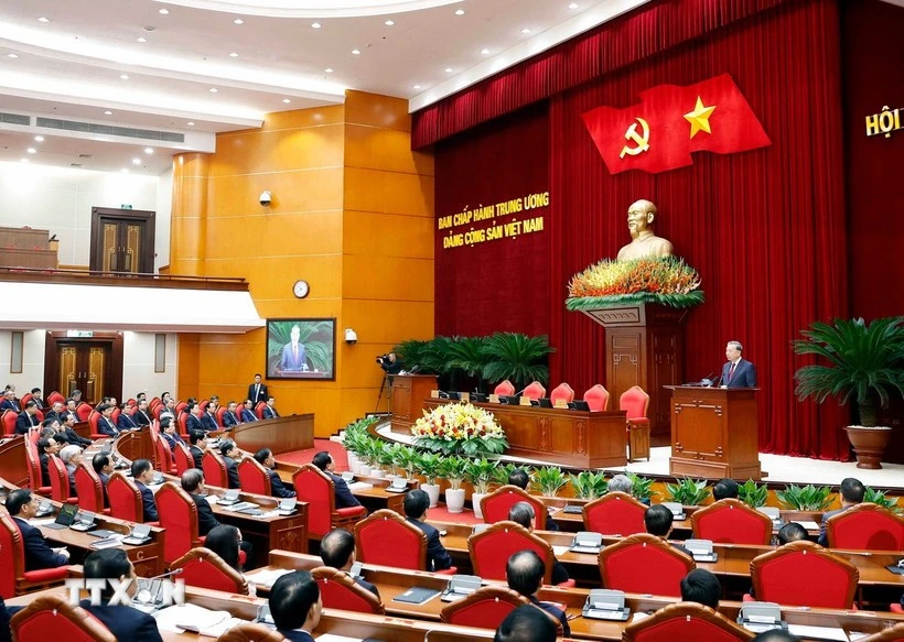 Party General Secretary To Lam addresses the 13th Party Central Committee’s 14th plenum.
