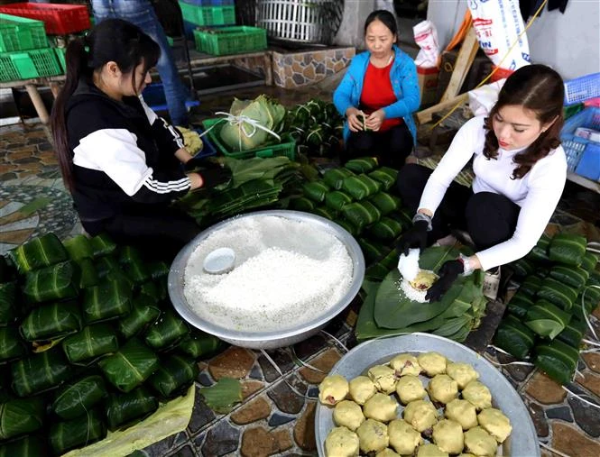 Chung cake making village hustles ahead of Tet | Vietnam+ (VietnamPlus)