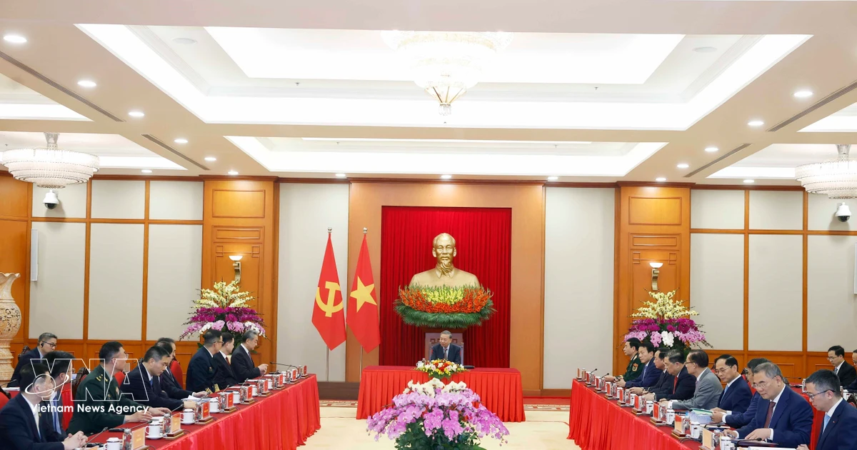 Gallery - Party chief hosts Chinese ministers of foreign affairs, national defence, public security | Vietnam+ (VietnamPlus)