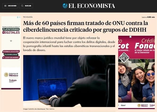 Mexico’s El Economista reports the signing of the Ha Noi Convention. (Photo: screenshot)