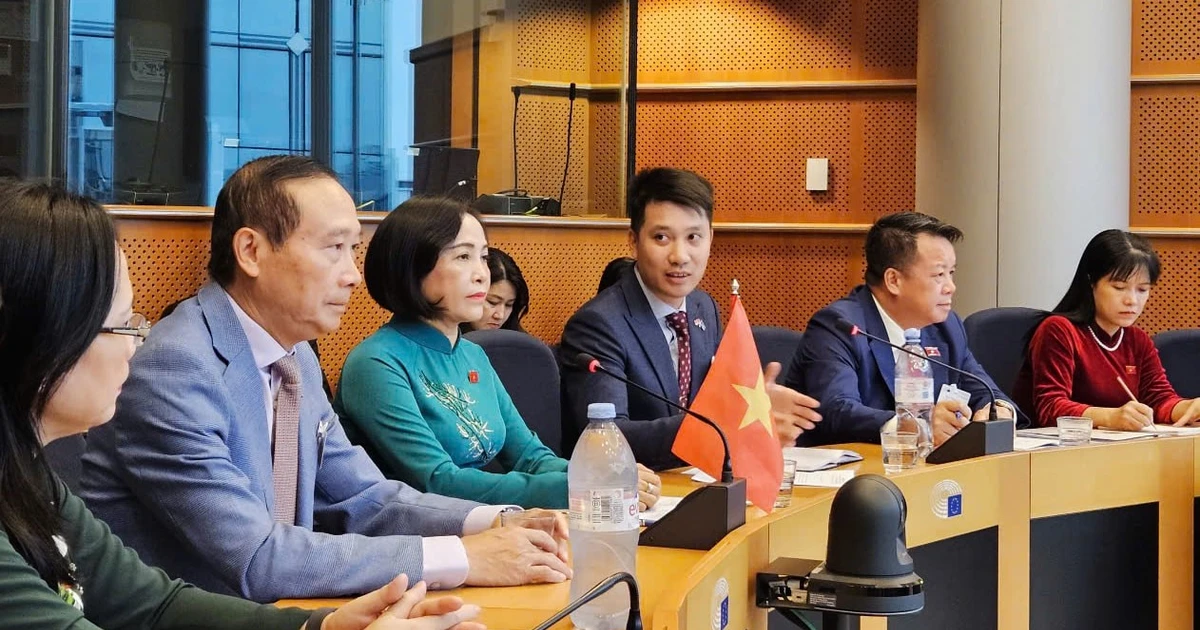 National Assembly Vice Chairwoman Nguyen Thi Thanh (3rd from left) at her meeting with European Parliament (EP) Vice-President Younous Omarjee (Photo: daibieunhandan.vn)