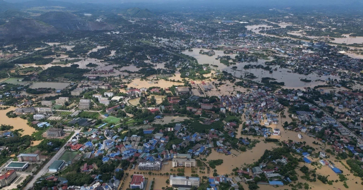 A flooded area in Tan Thinh ward, Thai Nguyen province.( Photo:VNA)