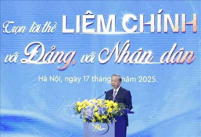 Party General Secretary To Lam speaks at the ceremony marking the 80th anniversary of the traditional day of Viet Nam's inspection sector (November 23, 1945 – 2025) in Hanoi. (Photo: VNA)