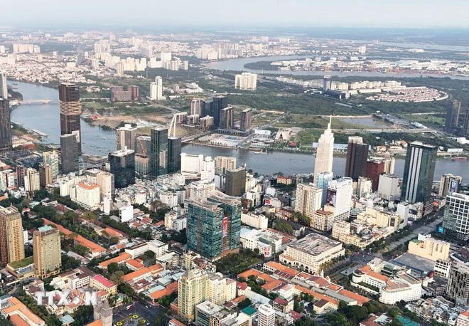 Ho Chi Minh City’s downtown area and the Thu Thiem Peninsula, where the International Financial Centre is being developed in Ho Chi Minh City. (Photo: VNA)