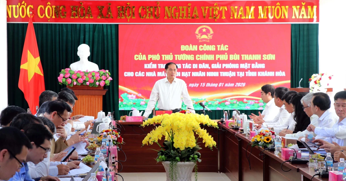 Deputy Prime Minister Bui Thanh Son speaks at the meeting with Khanh Hoa’s key leaders (Photo: VNA)