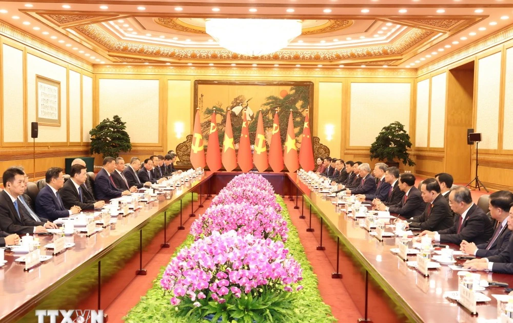 Top leaders of Vietnam, China hold talks in Beijing