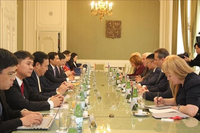 The meeting between the delegation from the Ho Chi Minh National Academy of Politics and the Czech Senate. (Photo: VNA)
