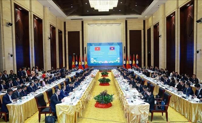 An overview of the 48th meeting of the Viet Nam–Laos Intergovernmental Committee on Bilateral Cooperation (Photo: VNA)
