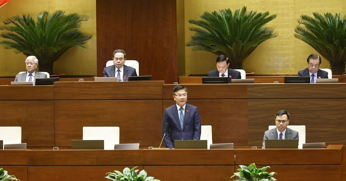 Deputy Prime Minister Le Thanh Long speaks at the NA sitting on December 2 afternoon. (Photo: VNA)