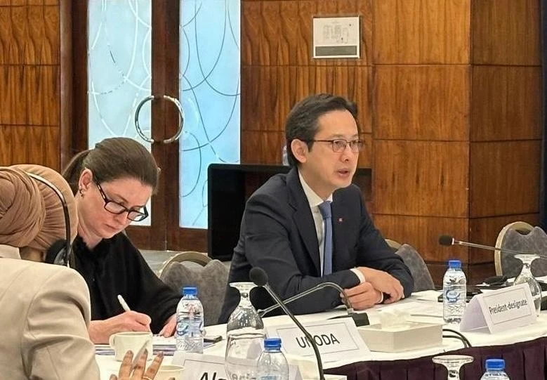 Ambassador Do Hung Viet, Permanent Representative of Viet Nam to the United Nations and President-designate of the 11th Review Conference of the Treaty on the Non-Proliferation of Nuclear Weapons, chairs a consultation for Middle East and North Africa (MENA) member states (Photo: VNA)