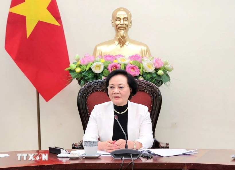 Deputy PM Pham Thi Thanh Tra speaks at the working session with the Ministry of Home Affairs on December 4. (Photo: VNA)