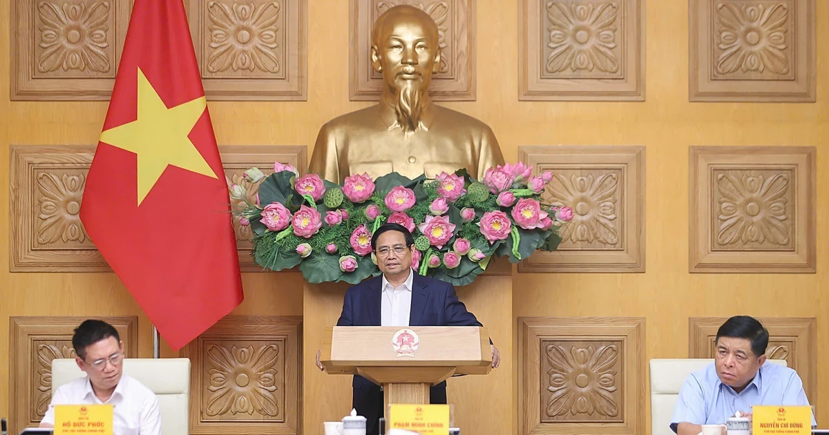 Prime Minister Pham Minh Chinh works with the Policy Advisory Council. Photo: VNA