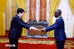 Burundian Ambassador to Vietnam Telesphone Irambonao presents his credential to State President Luong Cuong. (Photo: VNA)